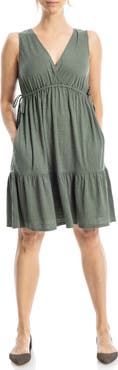 MAX STUDIO V-Neck Tiered Minidress