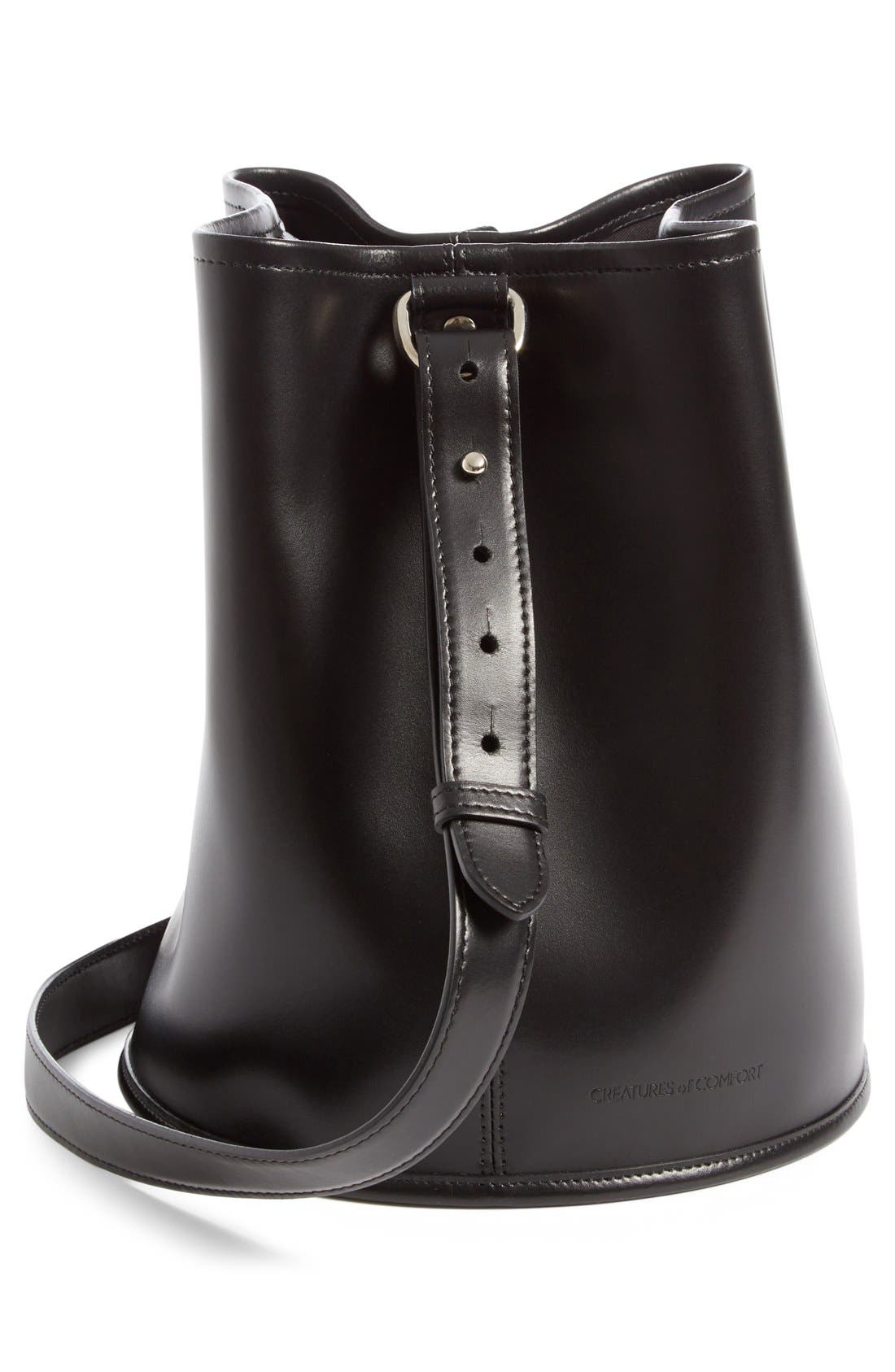 Creatures of Comfort Small Leather Bucket Bag, Alternate, color, 