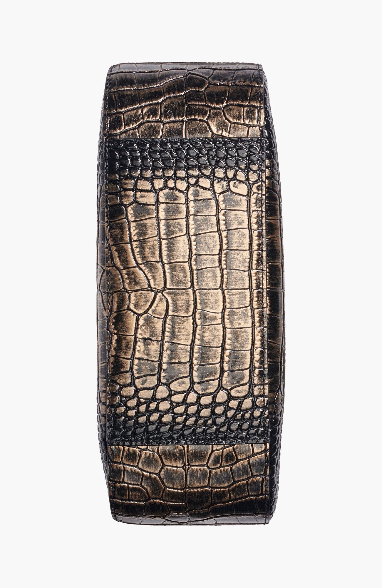 Quogue Shoulder Bag, Alternate, color, Black/Gold Crocodile