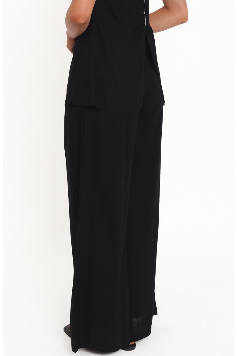 Arles Pleated Cotton Wide Leg Pants, Alternate, color, BLACK
