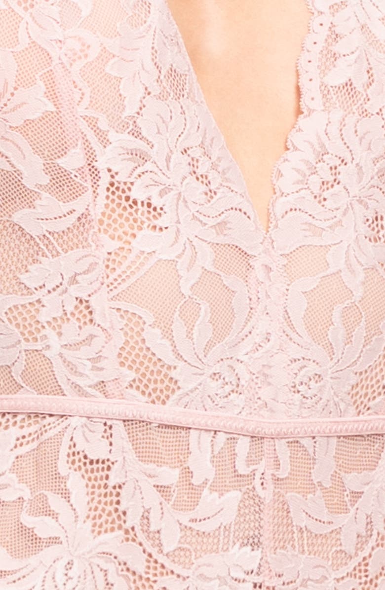 In Bloom by Jonquil Rosalie Lace Thong Teddy, Alternate, color, Rose Dawn