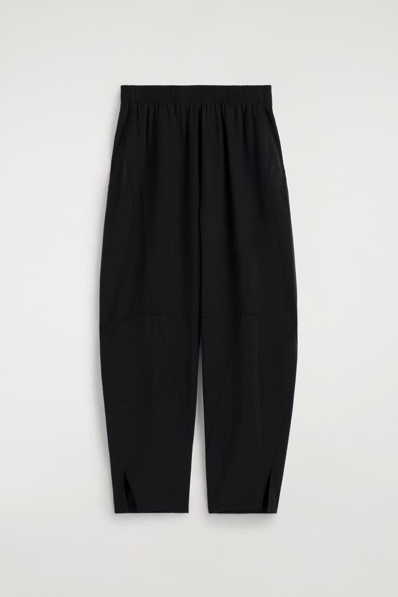 Paneled Elasticated Barrel-leg Pants, Alternate, color, BLACK
