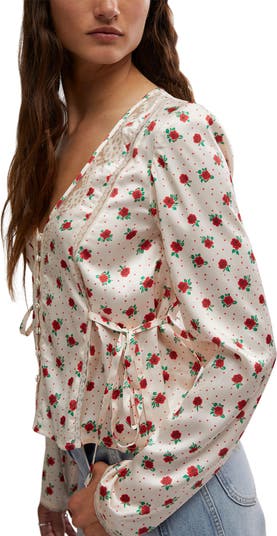 Field of Roses Satin & Lace Top