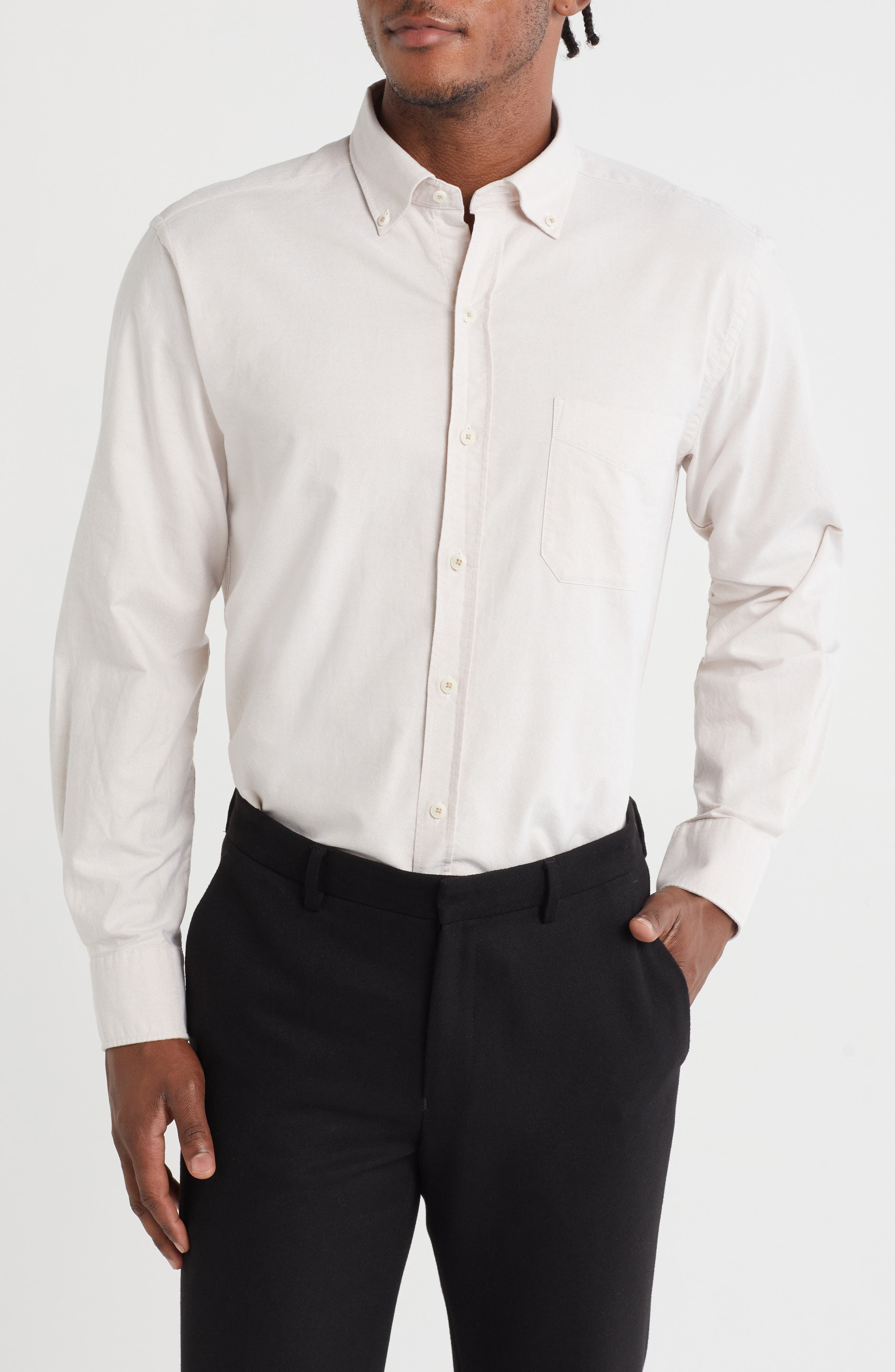 David Donahue Oxford Cotton Button-Down Sport Shirt