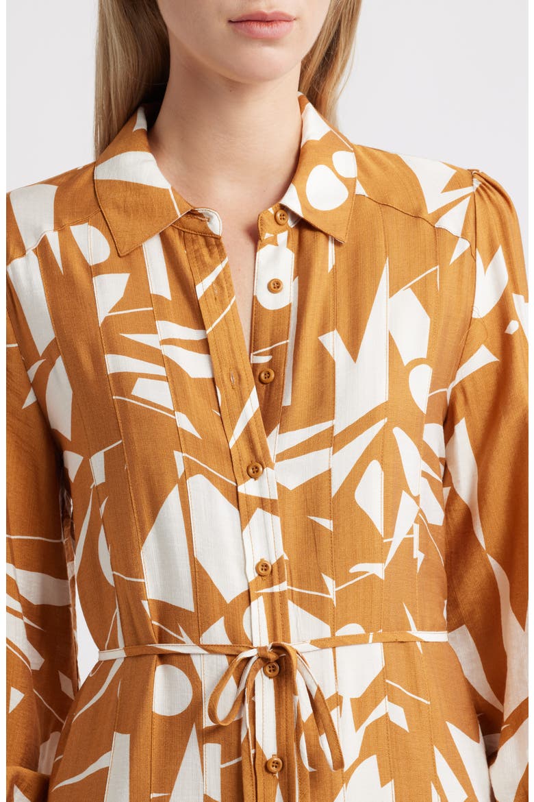 Long Sleeve Geometric Shirtdress, Alternate, color, MUSTARD GEO
