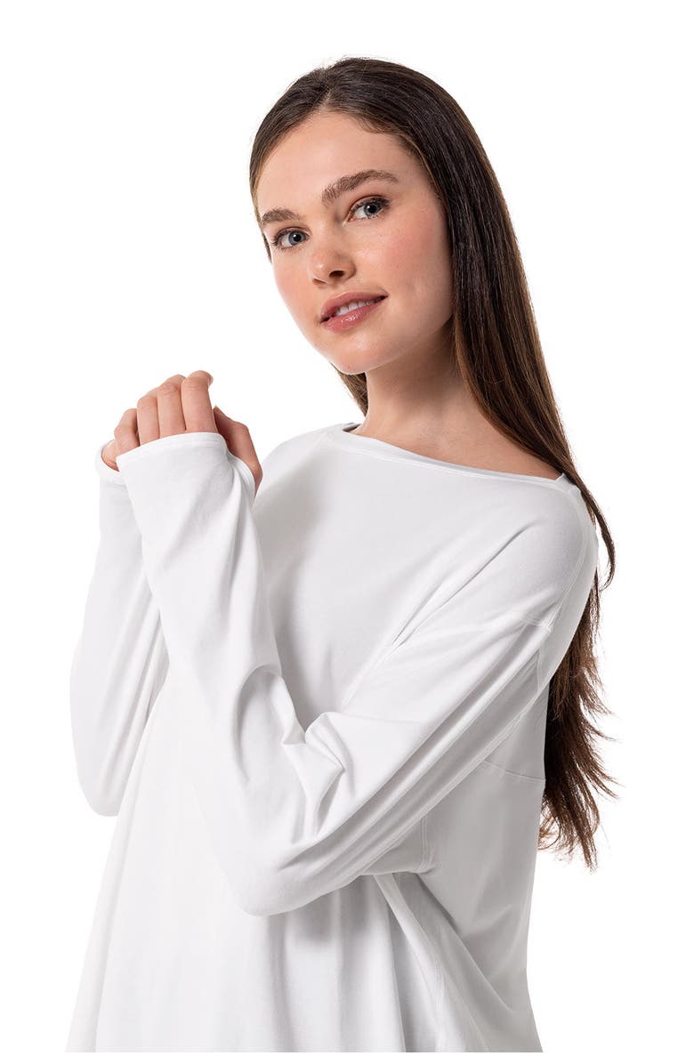 Coolibar Women's Drape Long Sleeve T-Shirt - UPF 50+ Sun Protection - West Palm, Alternate, color, White
