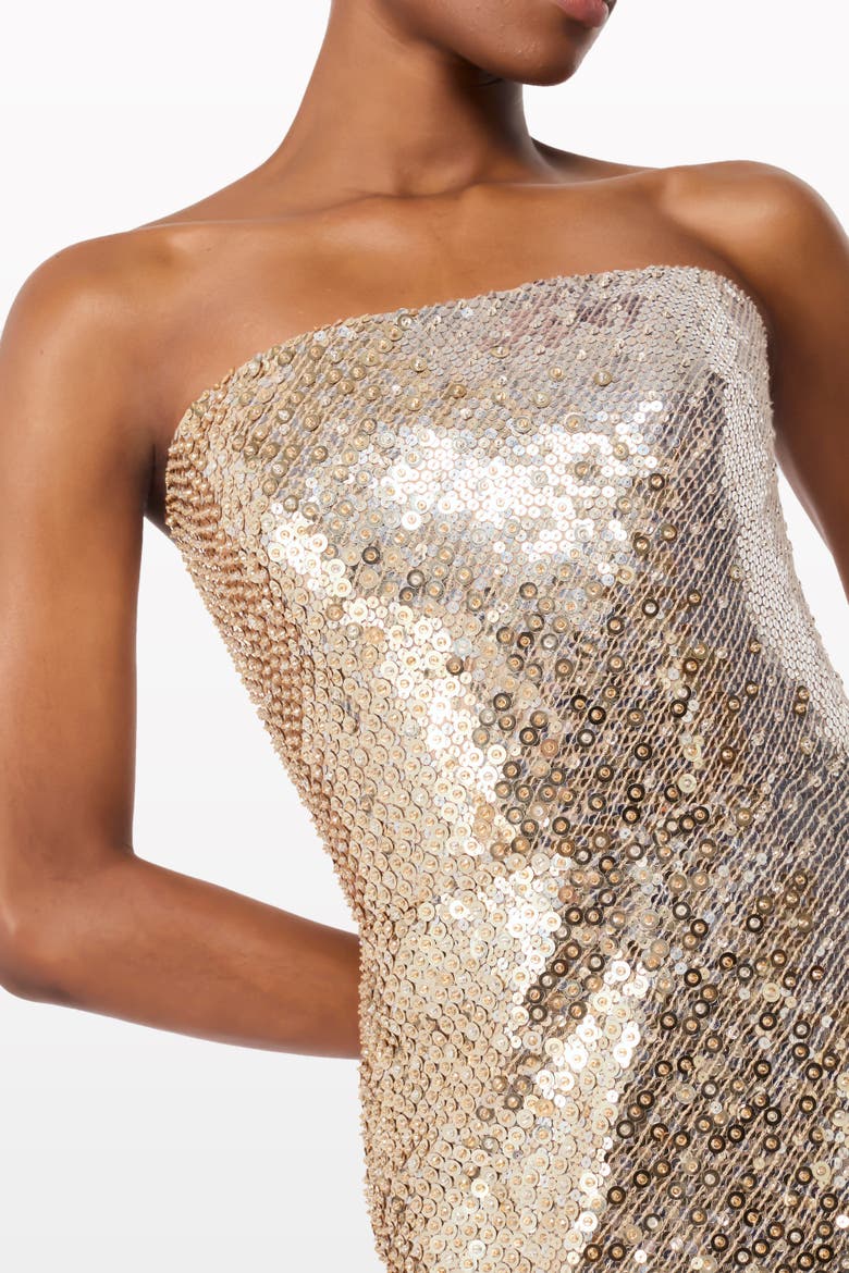 Caron Sequin-Embellished Strapless Maxi Dress, Alternate, color, Cashmere
