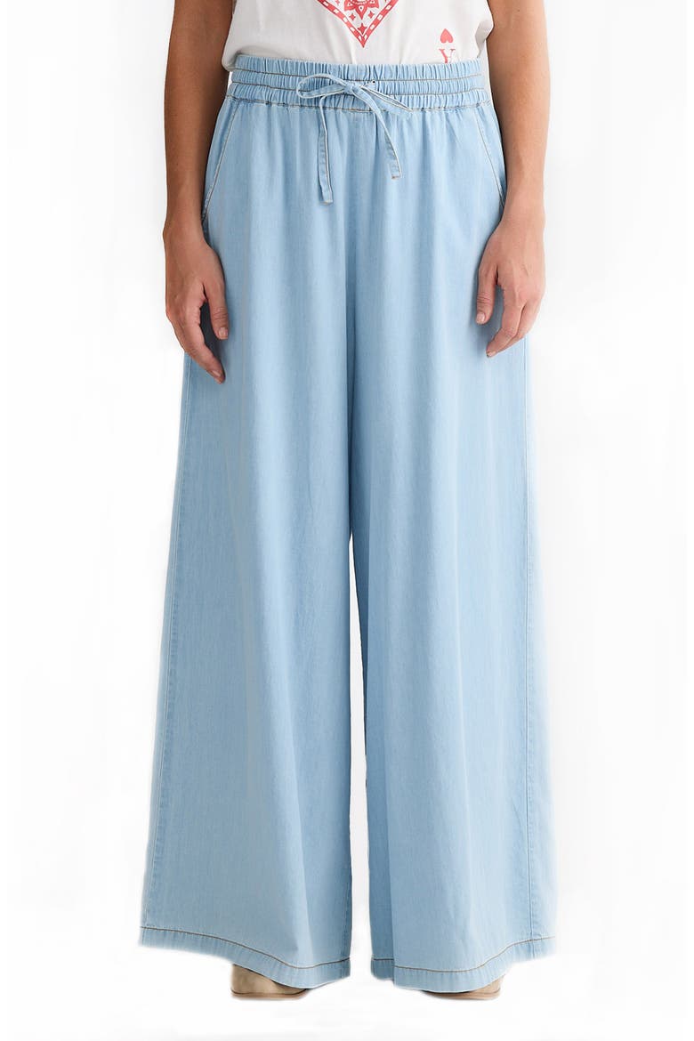 Freedom Wide Leg Cotton Drawstring Pants, Main, color, LIGHT DENIM