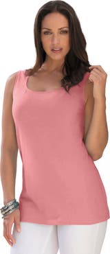 Jessica London Stretch Cotton Horseshoe Neck Tank
