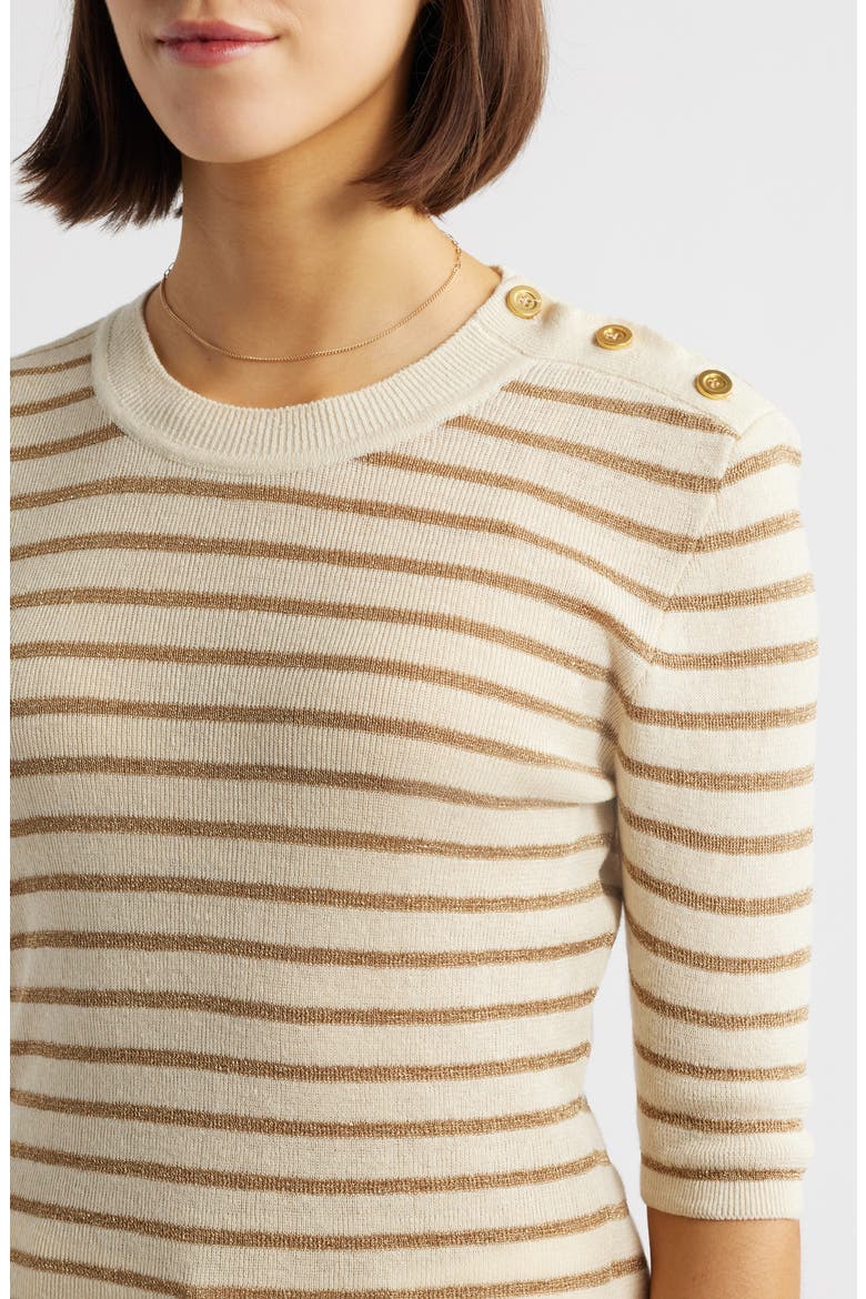 The Marina Elbow Sleeve Sweater, Alternate, color, CREAM MULTI