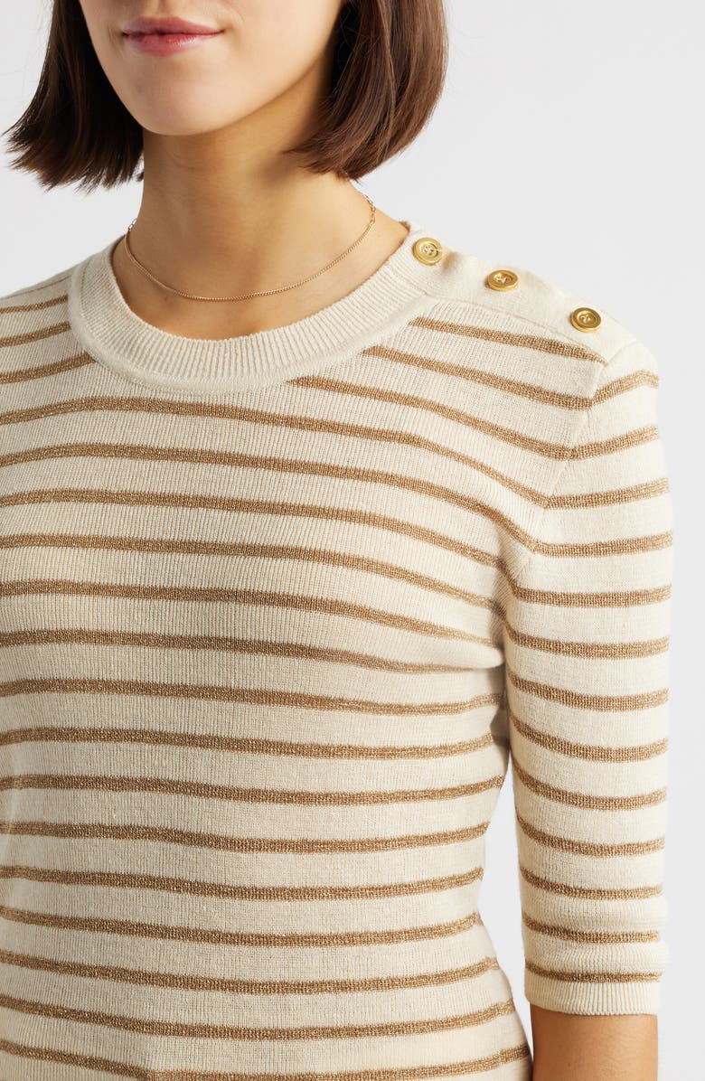 FRAME The Marina Elbow Sleeve Sweater, Alternate, color, Cream Multi