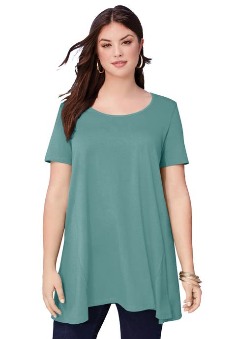 Plus Size Cotton Ultimate Scoopneck Swing Tunic (Plus)