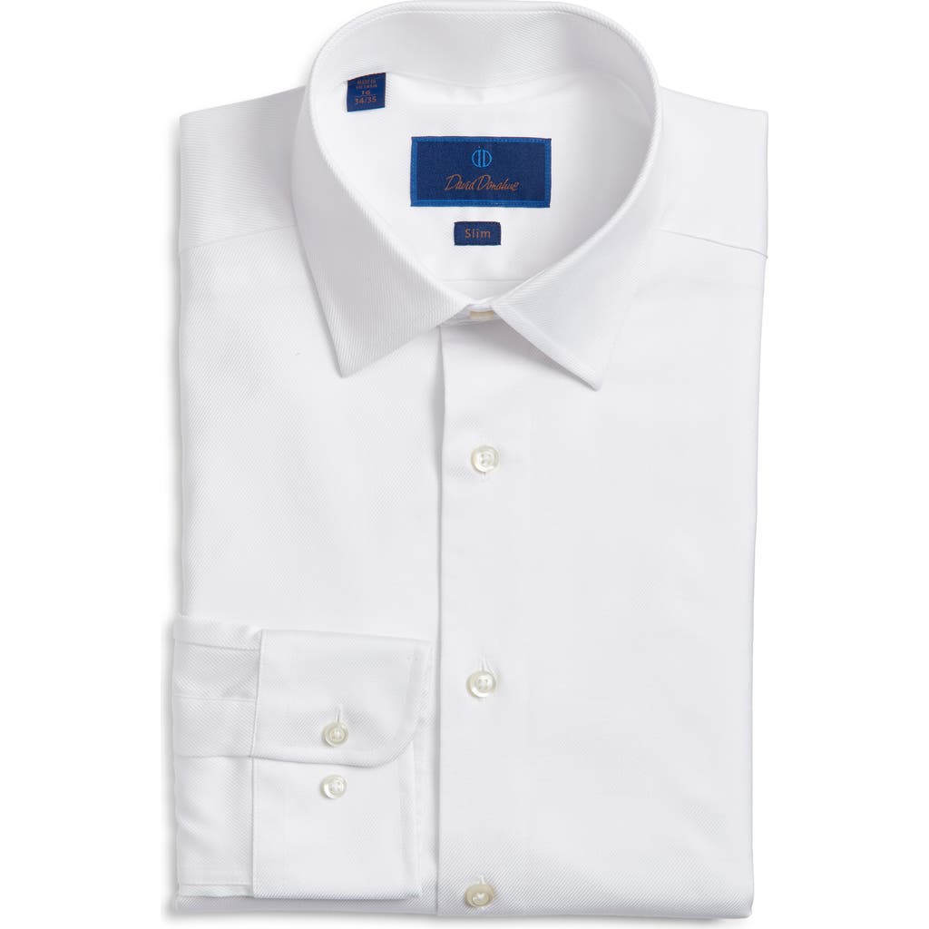 David Donahue Slim Fit Stretch Cotton Dress Shirt In White