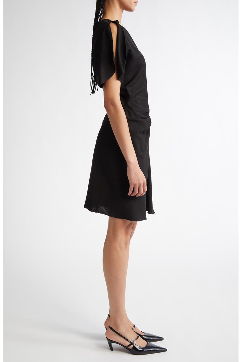 Ruched Puff Sleeve Minidress, Alternate, color, BLACK