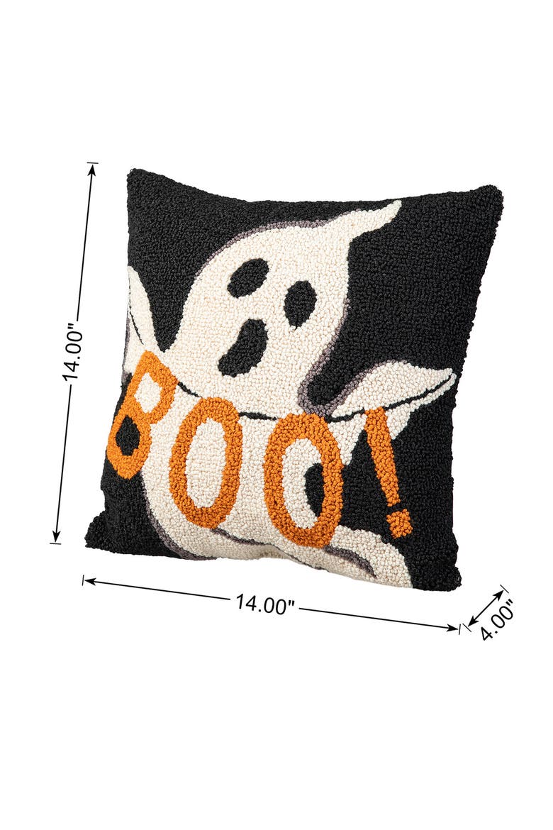 Hooked Halloween Ghost BOO Pillow, Alternate, color, Black