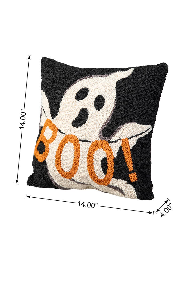 Glitzhome Hooked Halloween Ghost BOO Pillow, Alternate, color, Black