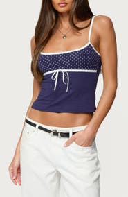 EDIKTED Rhoda Polka Dot Crop Tank Top