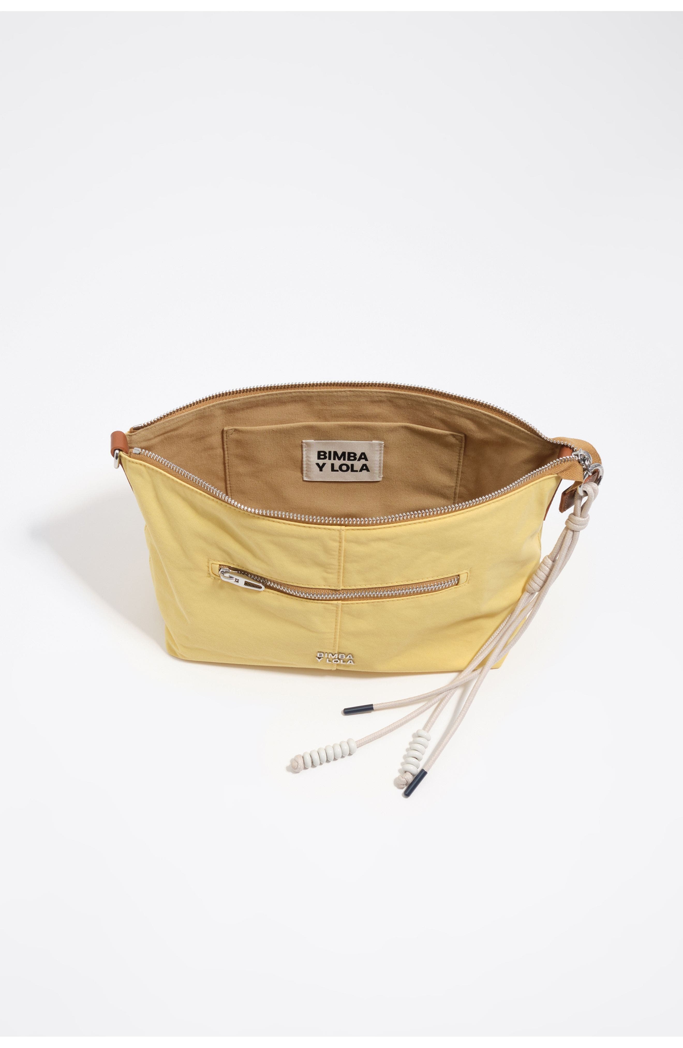 Bimba y Lola Small Banana Nylon Trapecio Bag, Alternate, color, Banana