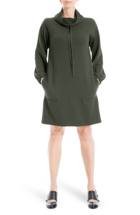 Long Sleeve Waffle Knit Shift Dress