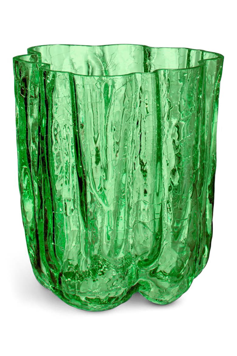 Small Crackle Vase, Main, color, GREEN