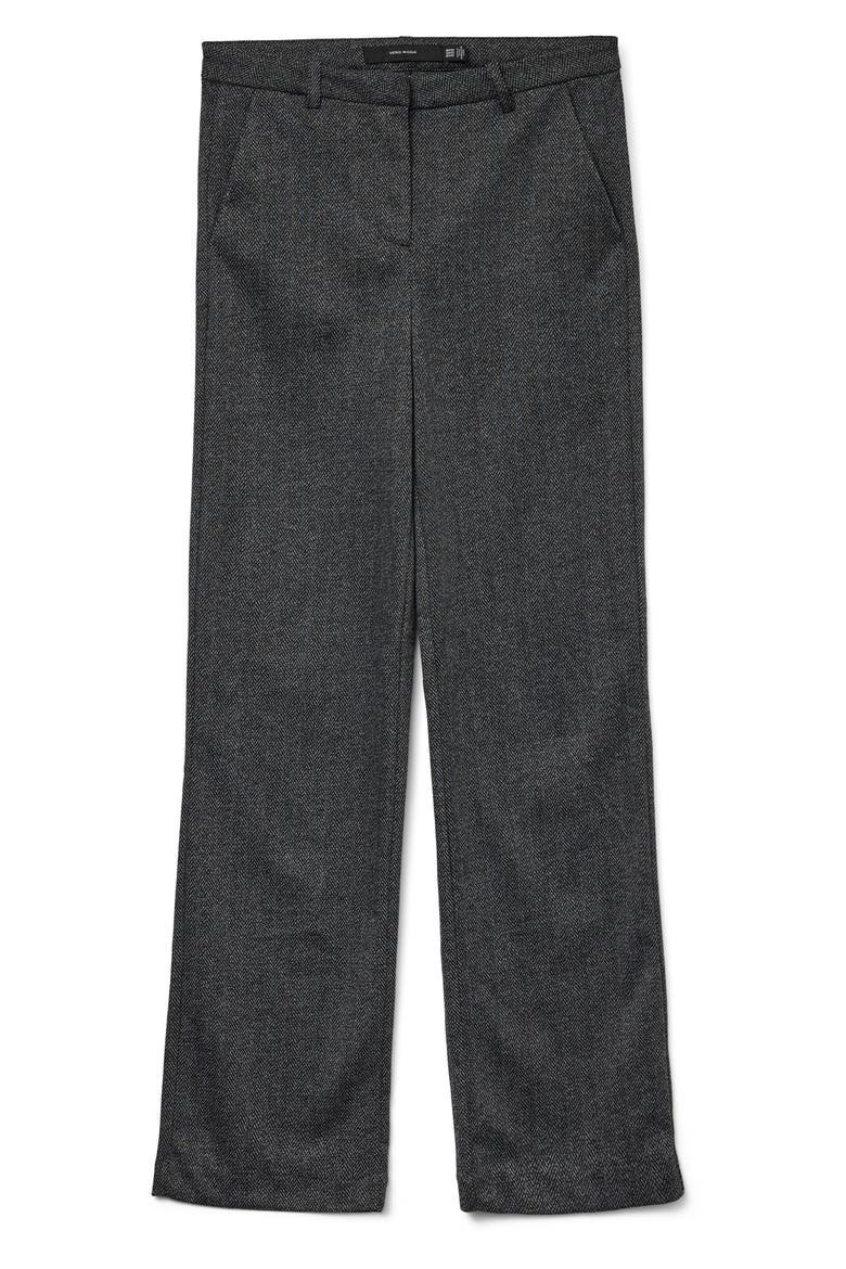 Vmzamira Mid Waist Trousers, Alternate, color, BLACK DETAIL HERRING