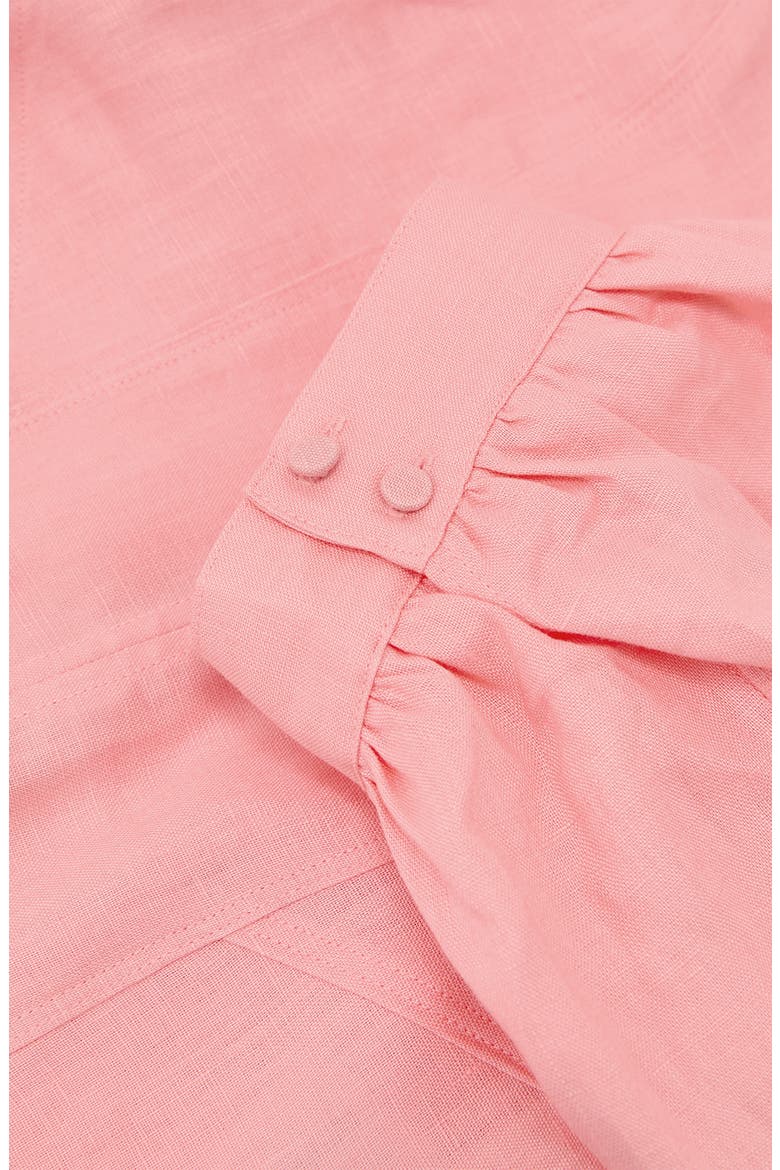 Evie Puff Sleeve Linen Top, Alternate, color, CORAL PINK