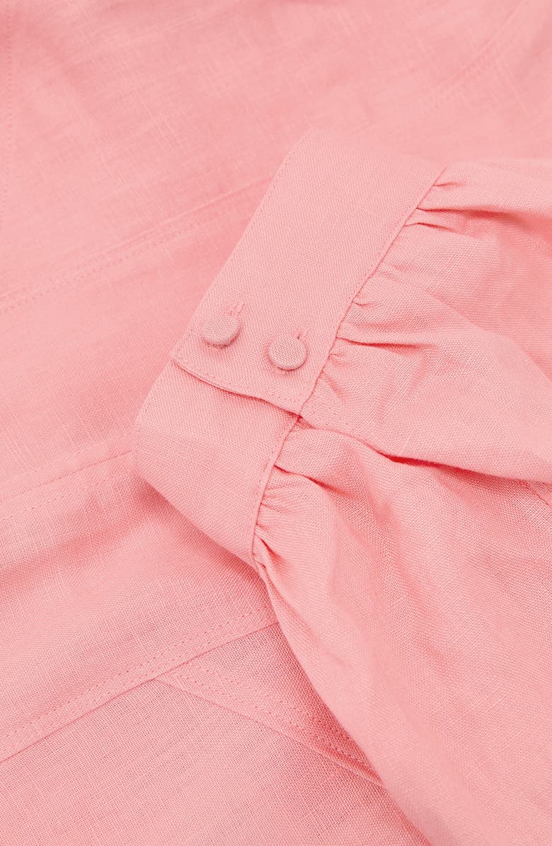 Reiss Evie Puff Sleeve Linen Top, Alternate, color, Coral Pink
