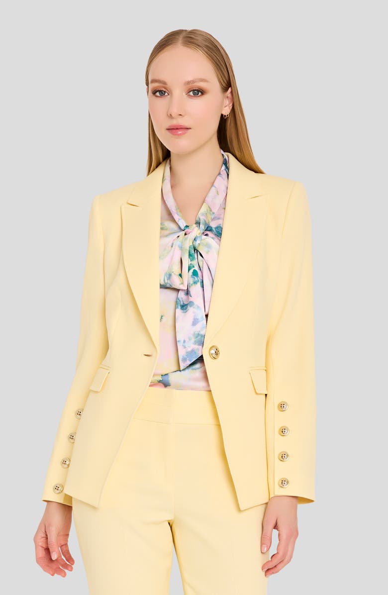 Tahari ASL One-Button Blazer, Alternate, color, Buttercup