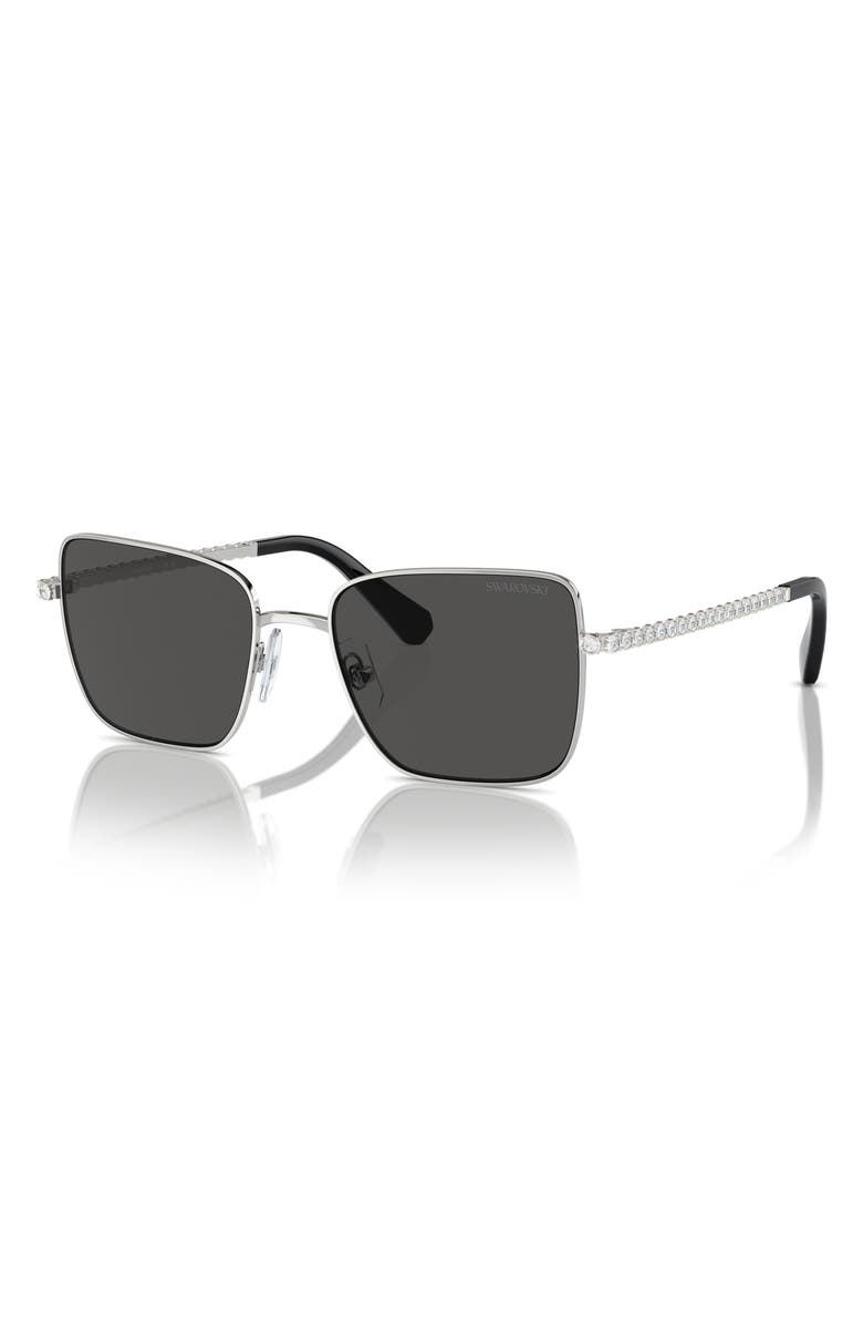 Swarovski Matric 56mm Round Sunglasses, Alternate, color, Silver