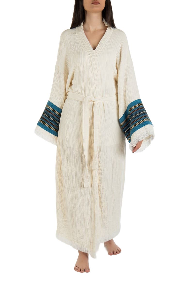 Kaia Emroidered Sleeve Handmade Robe Cover-Up, Alternate, color, White 1