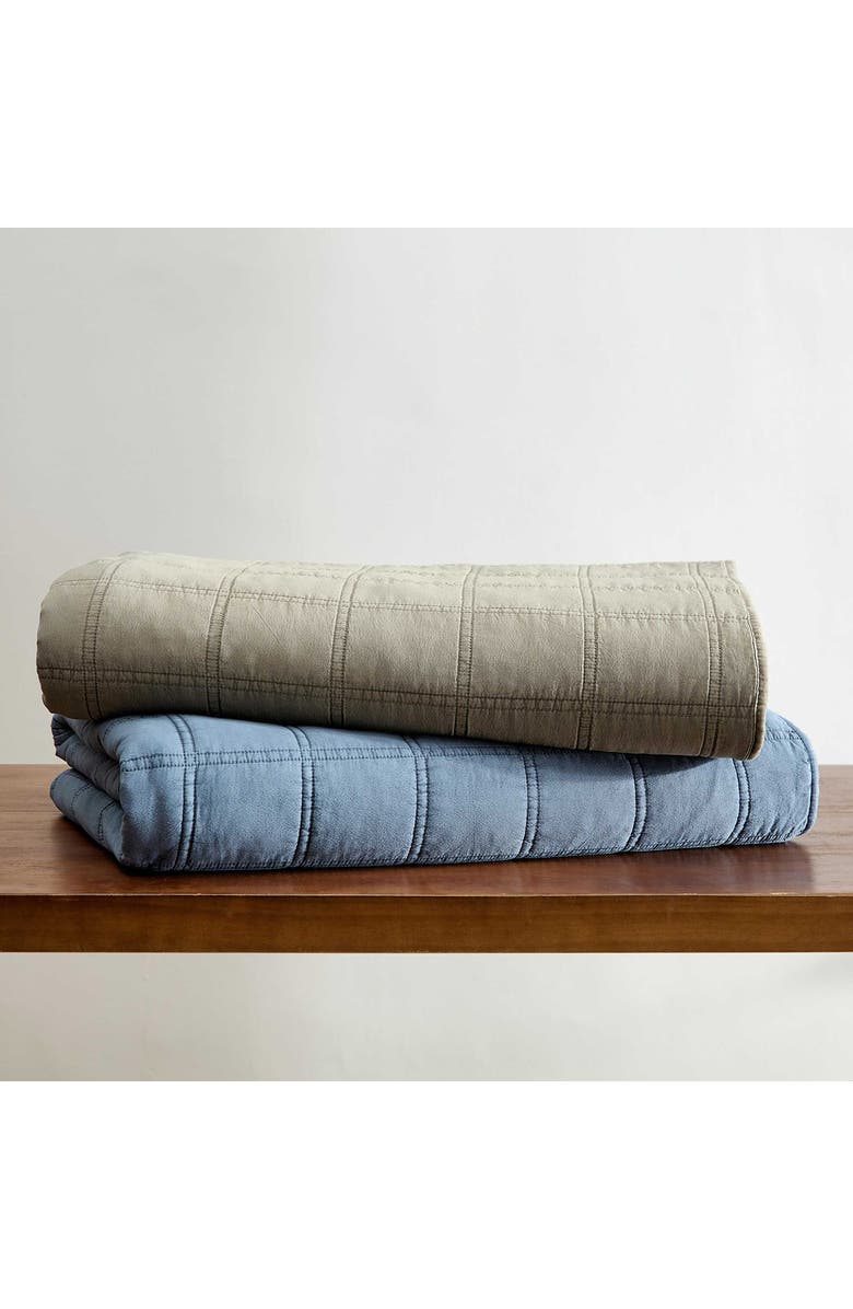 Kenneth Cole Reaction Stonewashed Solid Microfiber Quilt Set, Alternate, color, Medium / Dark Blue