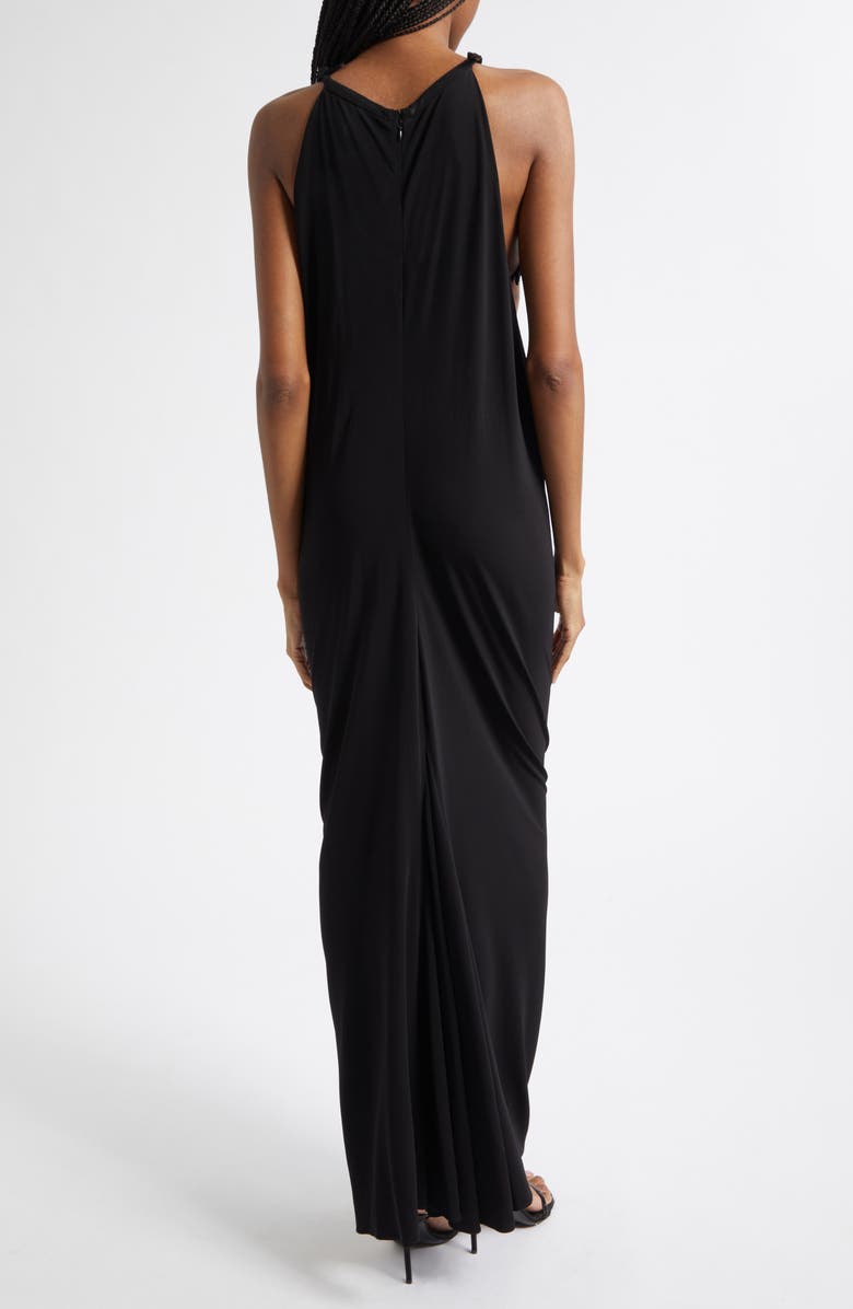 Courrèges Draped Wool Stretch Crepe Cutout Dress, Alternate, color, Black