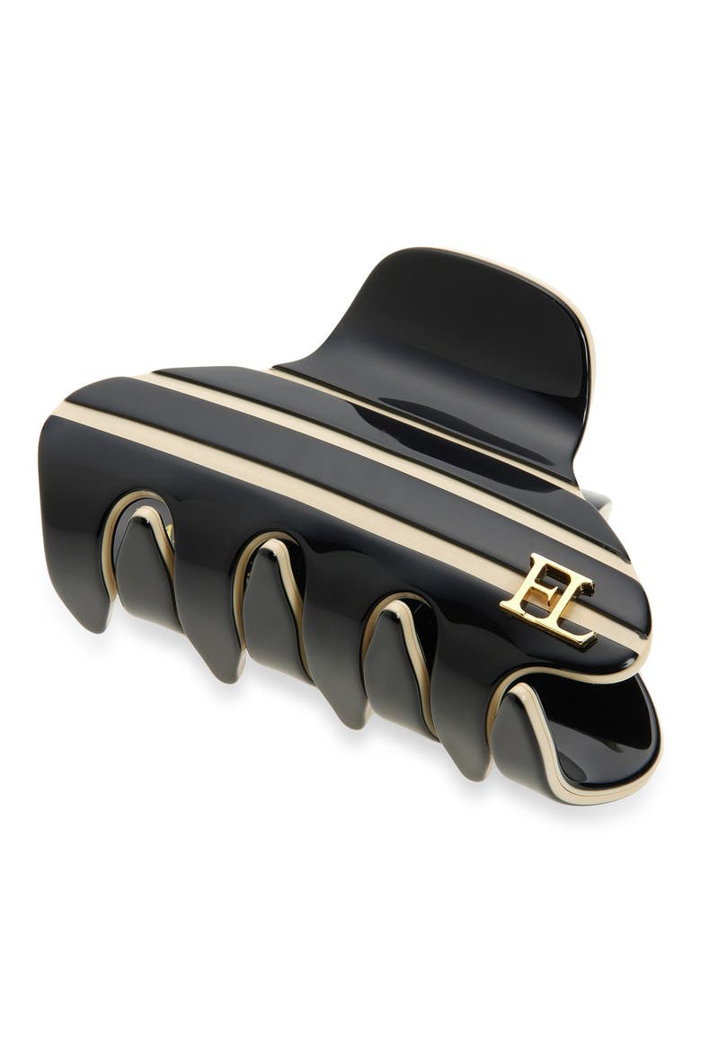 Stripe Jaw Clip, Main, color, BLACK/IVORY