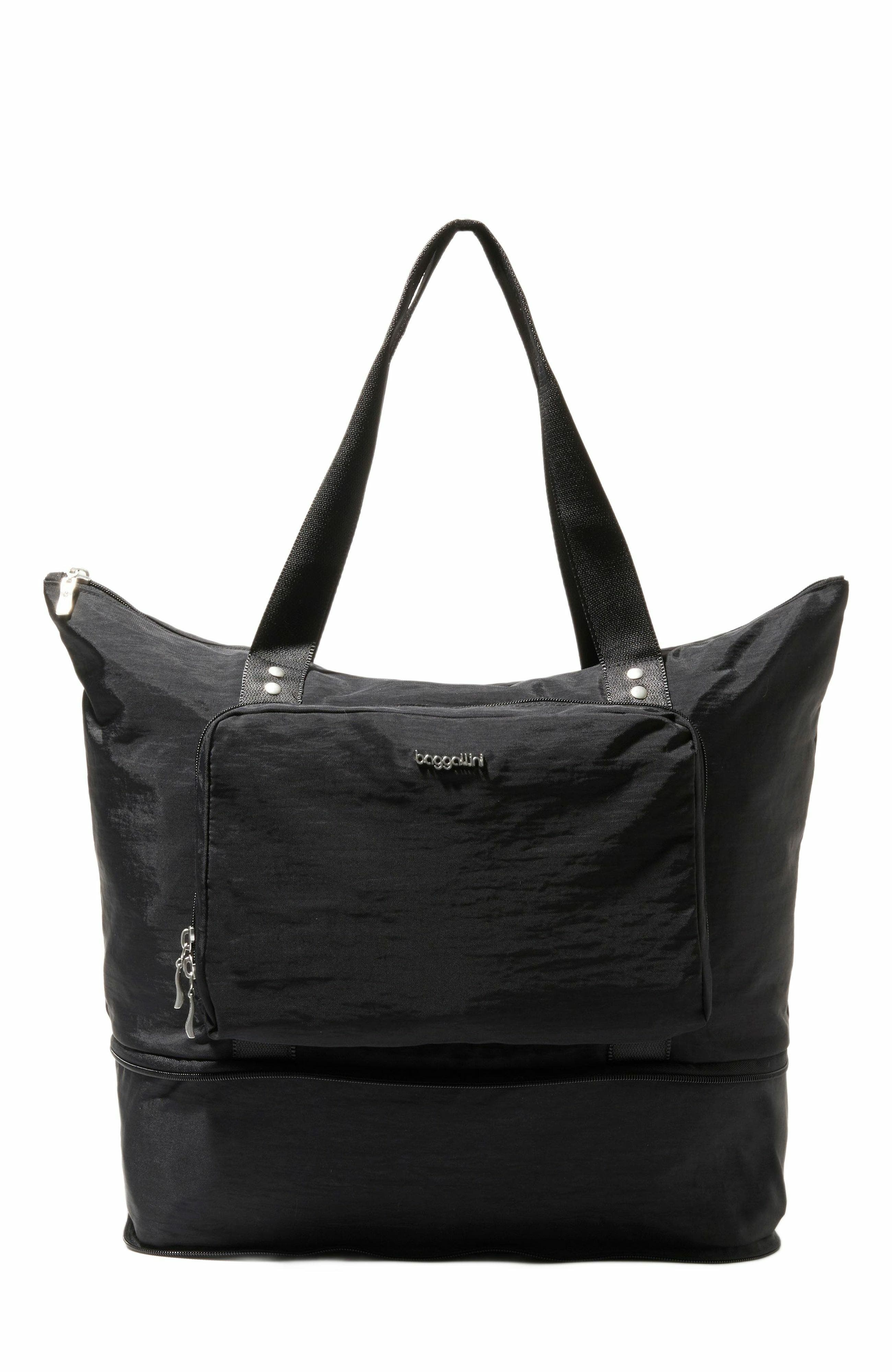 BAGGALLINI Carryall Expandable Packable Weekender Tote Bag, Alternate, color, Black