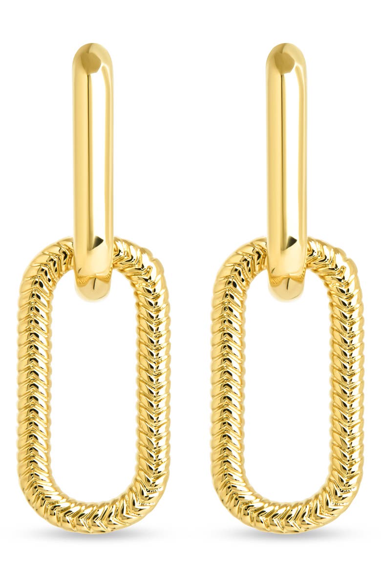 Sterling Forever Sable Cubic Zirconia Link Drop Earrings, Alternate, color, Gold