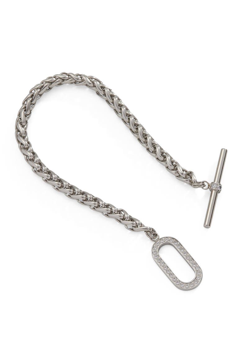 Pave Toggle Chain Bracelet, Alternate, color, Silver