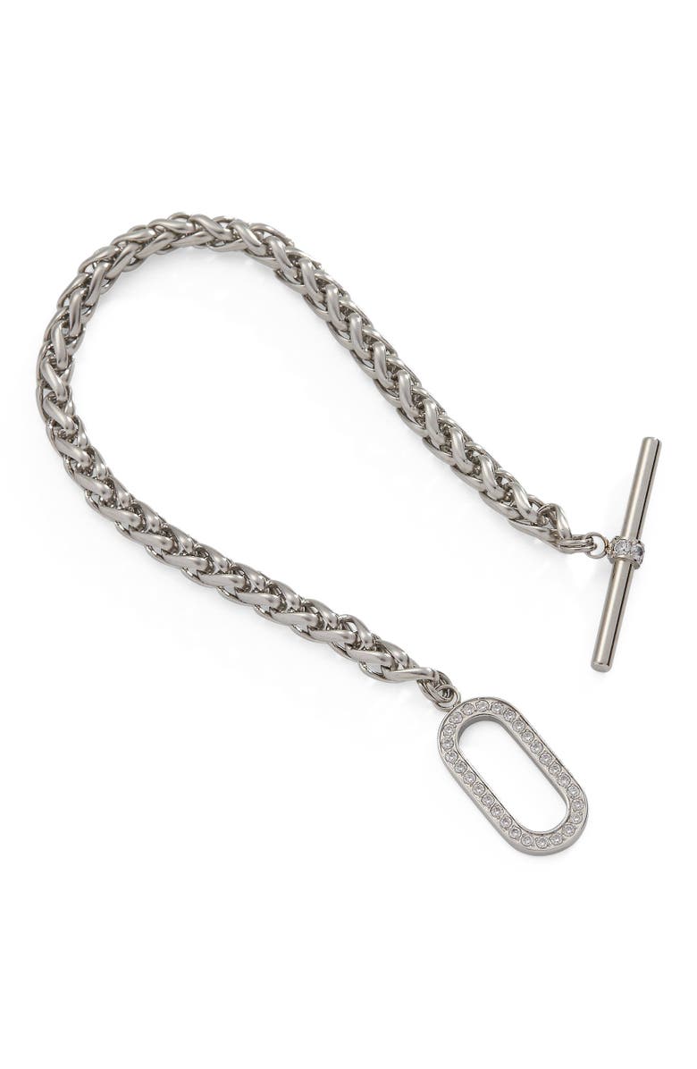 Alex and Ani Pave Toggle Chain Bracelet, Alternate, color, Silver