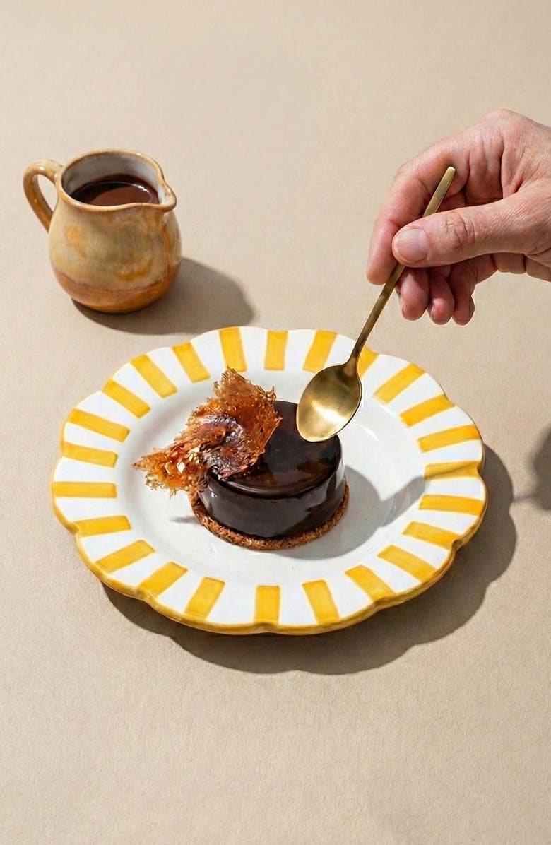 Casa Amarosa Stripe Ceramic Salad Plate, Alternate, color, 