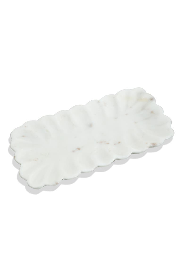 Scalloped Marble Platter, Main, color, WHITE