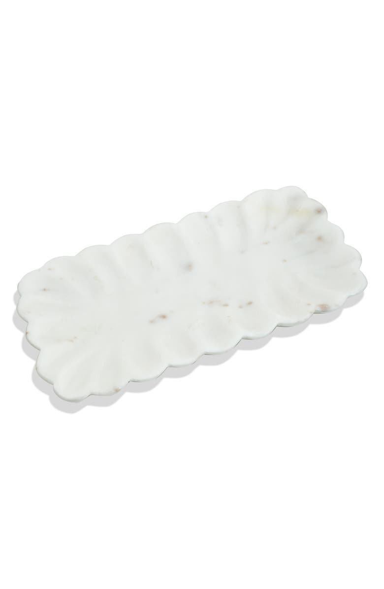 Tiramisu Scalloped Marble Platter, Main, color, White