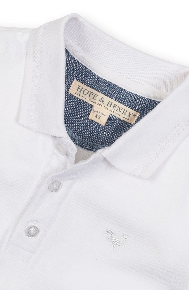 Hope & Henry Kids' Organic Short Sleeve Knit Pique Polo Shirt, Alternate, color, White