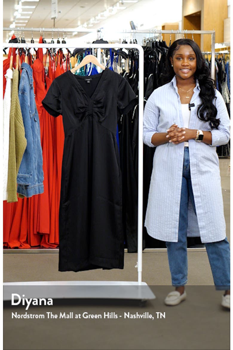 Ruched V-Neck Midi Dress video