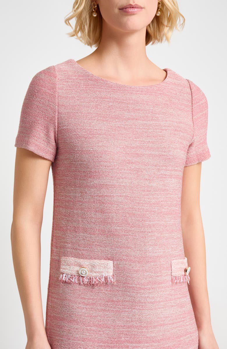 Misook Fring Melange Shift Dress, Alternate, color, Honey Suckle/ Charmeuse