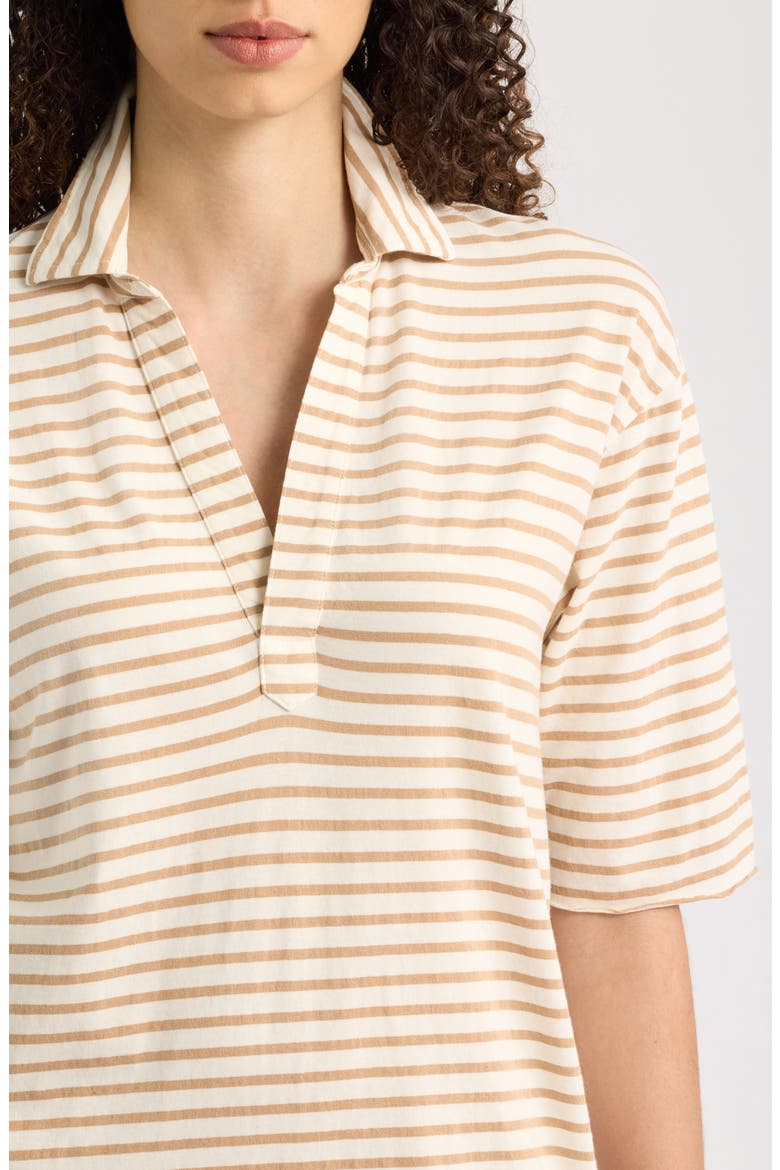 Mini Emma Striped Cotton T-Shirt Dress, Alternate, color, VINTAGE WHITE CAMEL STRIPE
