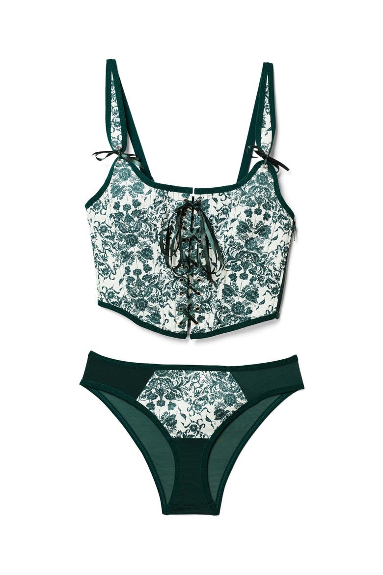 Alex Corset & Panty Set, Alternate, color, Geo blue