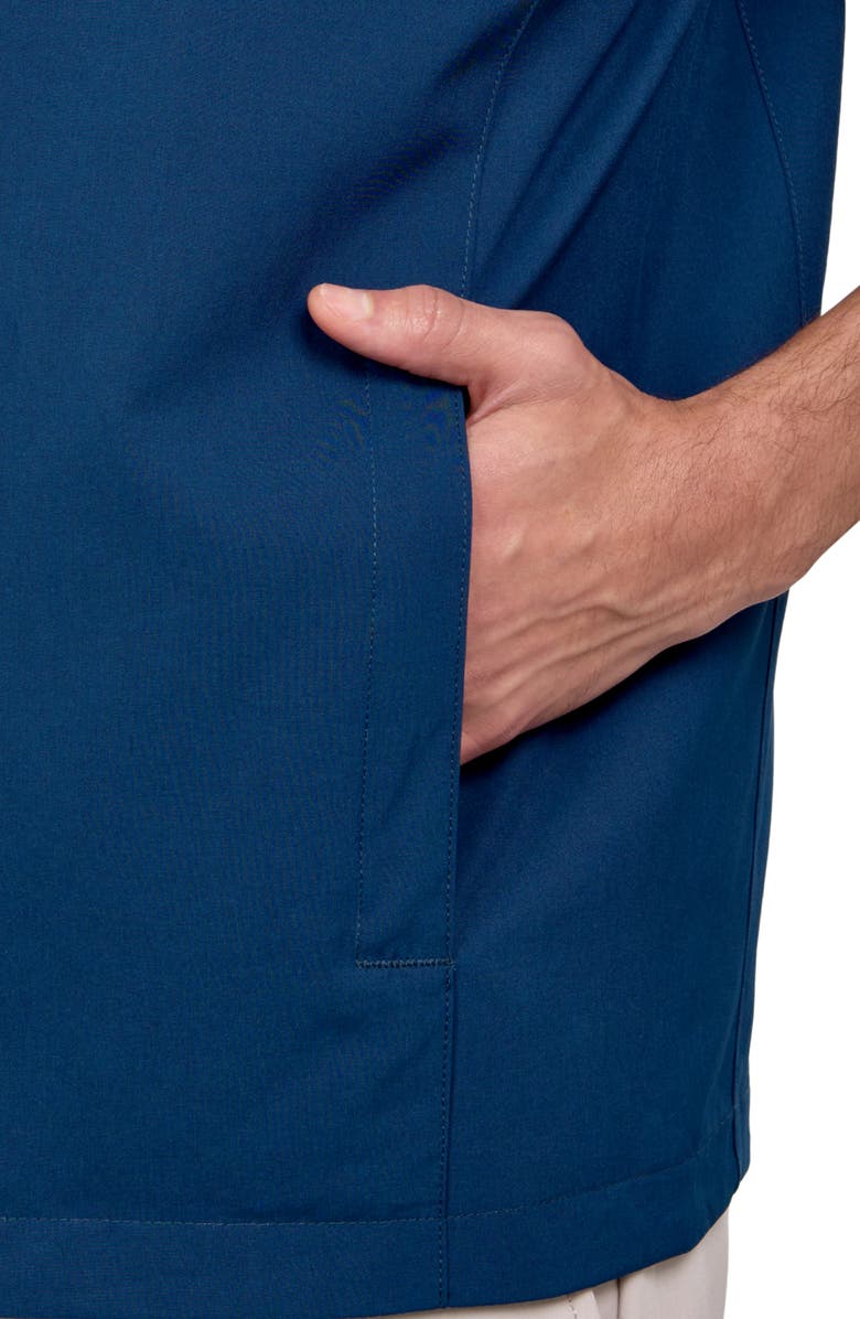 CONSTRUCT Regular Fit Leaf Print Recycled Performance Reversible Vest, Alternate, color, Navy