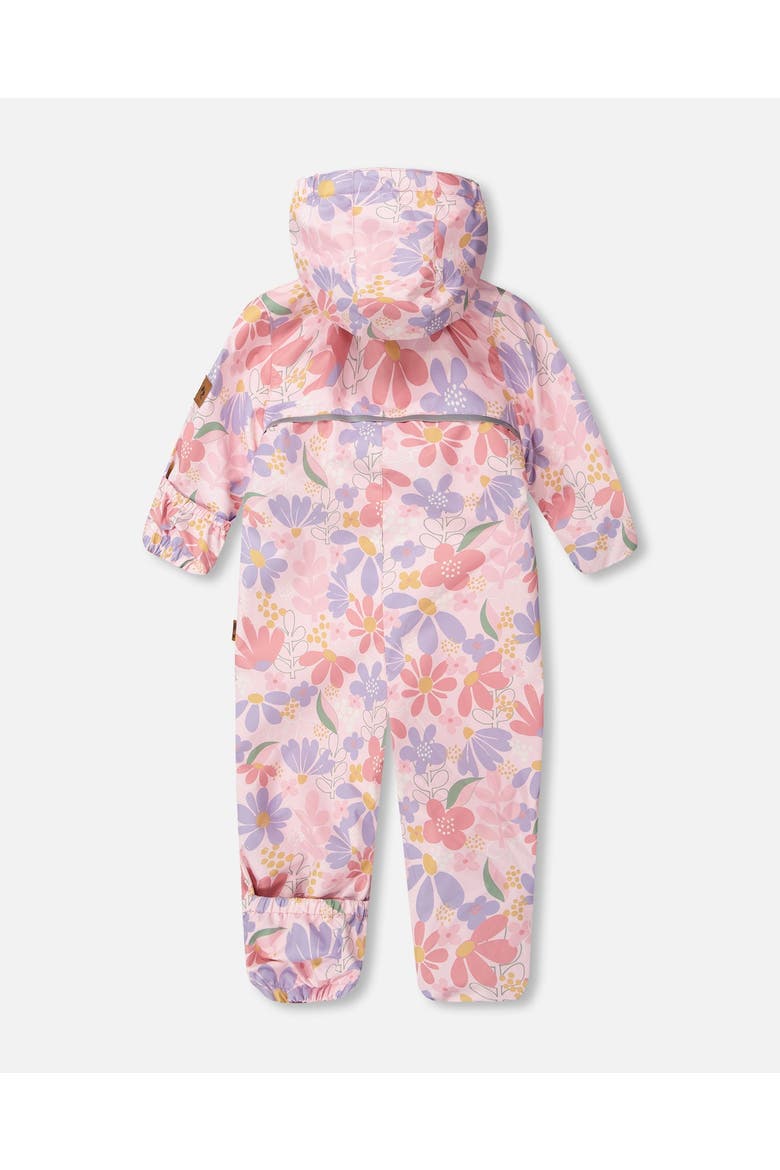 Baby Mid-Season One-Piece Flower Print Outerwear with Hat, Alternate, color, Pink Flower Print
