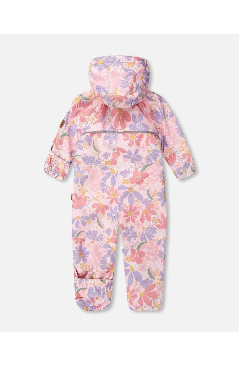 Deux par Deux Baby Mid-Season One-Piece Flower Print Outerwear with Hat, Alternate, color, Pink Flower Print