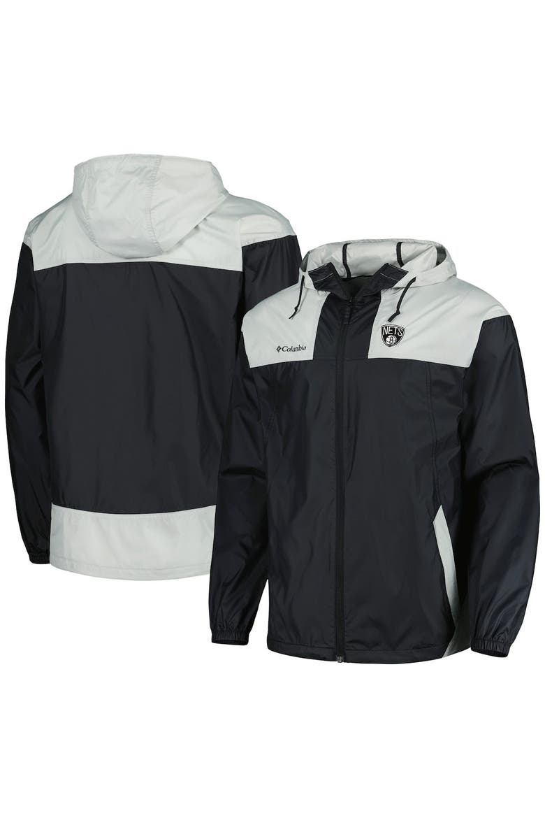 Men's Columbia Black Brooklyn Nets Big & Tall Flash Forward Challenger Omni-Shade Full-Zip Hoodie, Main, color, Black