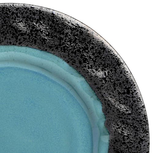 Gibson Elite Dragonstone 16 Piece Stoneware Reactive Glaze Dinnerware Set In Black